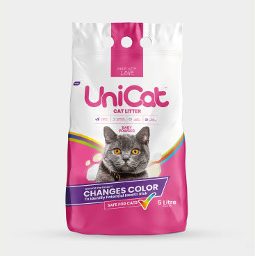 Unicat Cat litter 5 Liter With Health indicator - baby powder